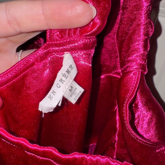 Vici Collection En Creme One Shoulder Satin Hot Pink Midi Dress Size M - Picture 4 of 6